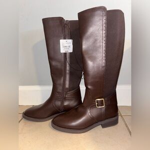 NWT St. Johns Bay Toysen Chocolate Knee High Boots Buckle Memory Foam
